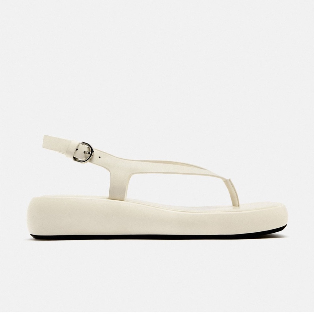 NWT Zara Flatform Leather Sandals US 7.5